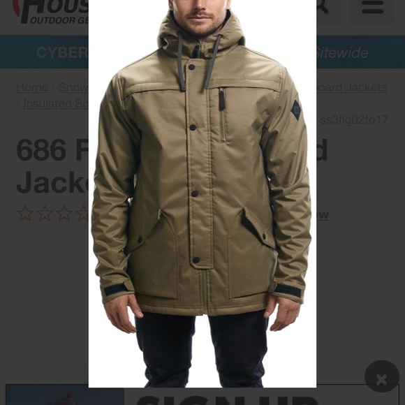 686 Insulated Army Green Parklan Coat Men’s Sz M - Picture 5 of 8